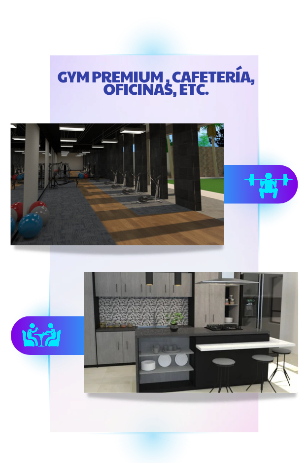 Departamentos con Gym Premium Cafeteria y Oficina